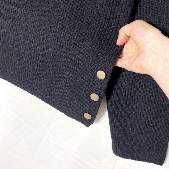 Esqualo Black Ribbed Knit Mock Neck Sweater L - Picture 4 of 16